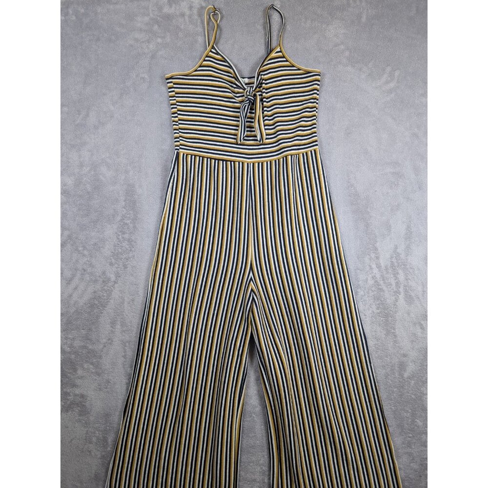 Forever 21 Jumpsuit Romper Womens Medium Stretch Striped Wide Leg Festival Boho